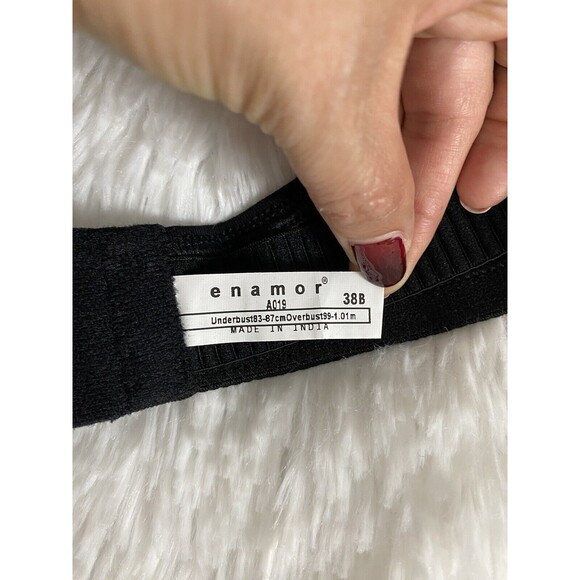 Enamor Perfect Shaping Bra 38B Black Wireless Strapless High Coverage Non Padded - Picture 3 of 11